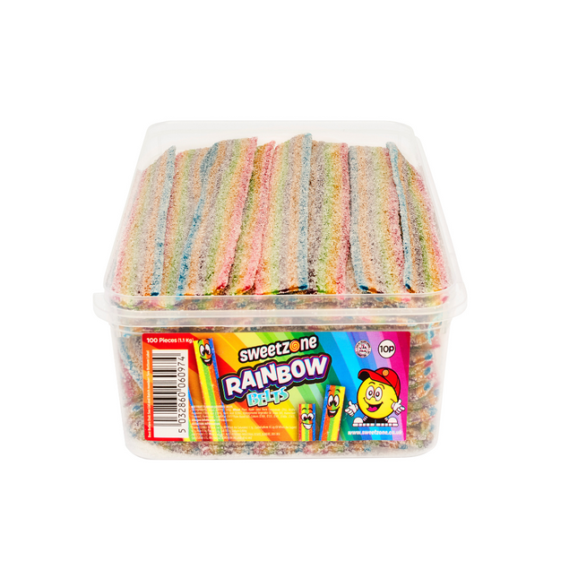Sweetzone Halal Fizzy Rainbow Belts 100 Count