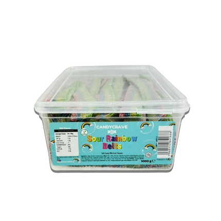 Fruit Flavoured Sour Sweet Belts in Sweet Tub - Halal