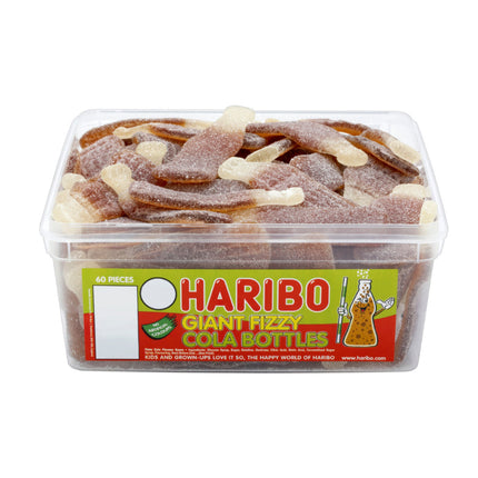 Haribo Giant Fizzy Cola Bottles Tub – Sour Cola Gummy Sweets